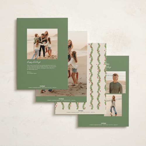 This is a pine holiday photo cards with standard by Anne Ciotola called french quarter holiday printing on signature in grand