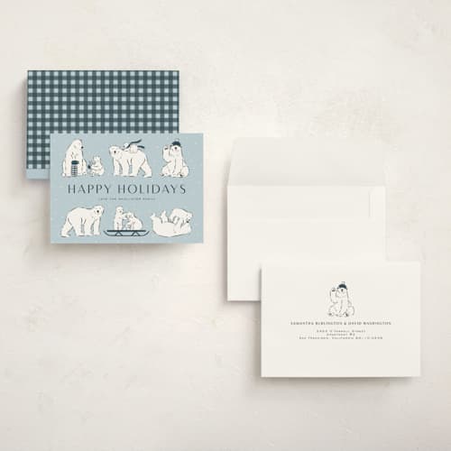 This is a glacier holiday photo cards with standard by Lauren Jinhee called polar parade printing on signature in grand