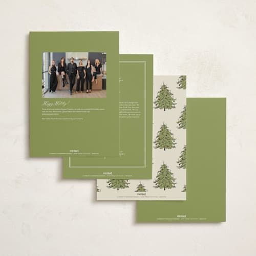 This is a lime holiday photo cards with standard by Cass Loh called nostalgic tree printing on signature in grand