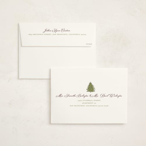 This is a lime holiday photo cards with standard by Cass Loh called nostalgic tree printing on signature in grand