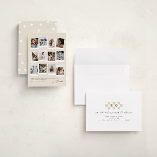 This is a pudding holiday photo cards with standard by Creo Study called snapshots printing on recycled smooth signature in grand