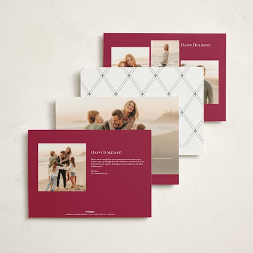 This is a snow holiday photo cards with standard by Robert and Stella called entwined peace printing on signature in grand