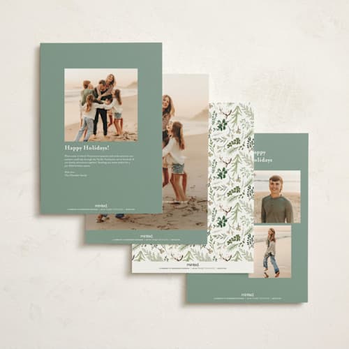 This is a wintermint holiday photo cards with standard by Susan Moyal called peace, love & hope printing on signature in grand