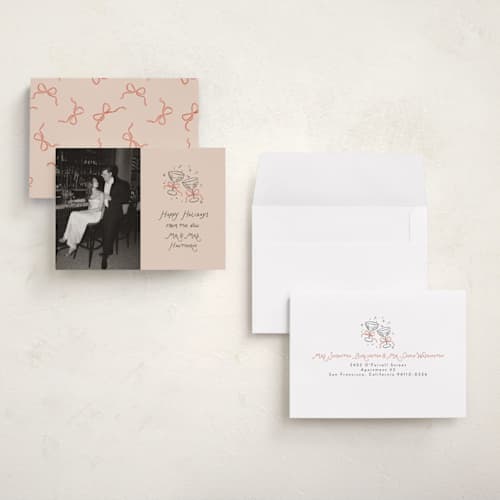 This is a candied grapefruit holiday photo cards with standard by Randi Cirelli called newlywed toast printing on recycled smooth signature in grand
