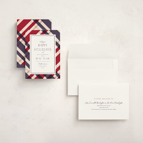This is a marine holiday photo cards with standard by Chris Griffith called plaid suit holiday printing on signature in grand