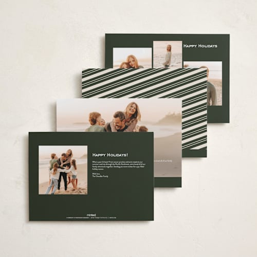 This is a evergreen holiday photo cards with standard by Ekko Studio called vintage postcard printing on signature in grand