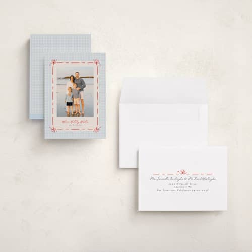 This is a sky holiday photo cards with standard by Tamara Hilje called coastal gingham printing on signature in grand