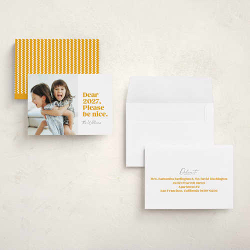 This is a snow holiday photo cards with standard by Robert and Stella called pretty please printing on recycled smooth signature in grand