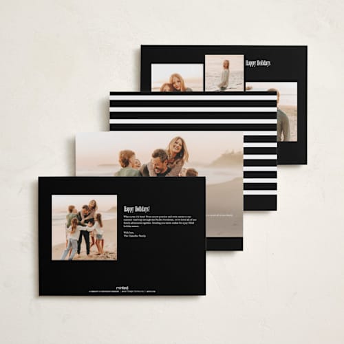 This is a midnight holiday photo cards with standard by Alethea and Ruth called slideshow lineup printing on recycled smooth signature in grand