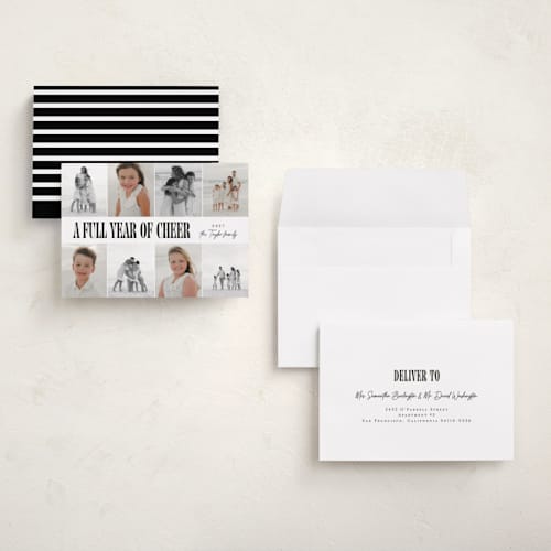 This is a midnight holiday photo cards with standard by Alethea and Ruth called slideshow lineup printing on recycled smooth signature in grand