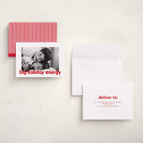 This is a cherry holiday photo cards with standard by Annie Holmquist called big holiday printing on signature in grand