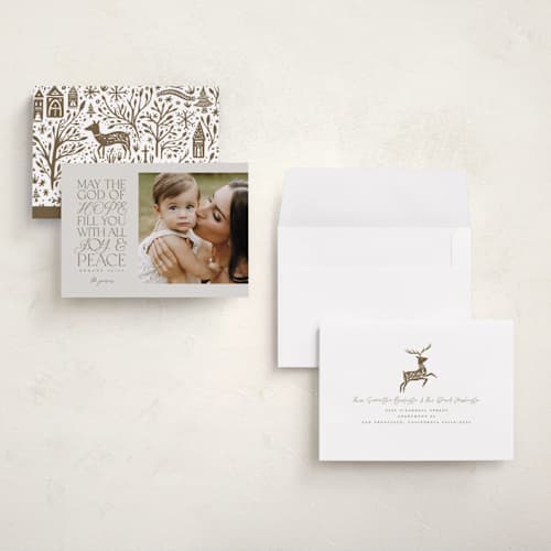 This is a chestnut holiday photo cards with standard by Pink House Press called filled with love printing on recycled smooth signature in grand