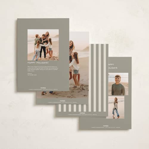 This is a licorice holiday photo cards with standard by Ekko Studio called happy headlines printing on recycled smooth signature in grand