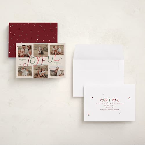 This is a chai holiday photo cards with standard by Owl and Toad called starry collage printing on signature in grand