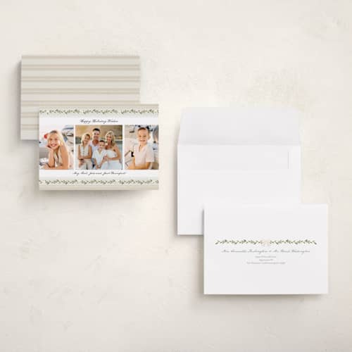 This is a eggnog holiday photo cards with standard by Susan Moyal called holiday bows printing on signature in grand