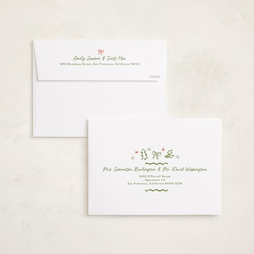 This is a pine holiday photo cards with standard by Alethea and Ruth called decking new halls drawing printing on signature in grand