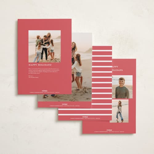 This is a berry holiday photo cards with standard by Teju Reval called festive dogs printing on signature in grand