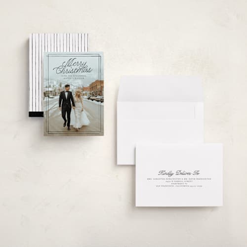 This is a ink holiday photo cards with standard by Anna Elder called a classic christmas printing on recycled smooth signature in grand