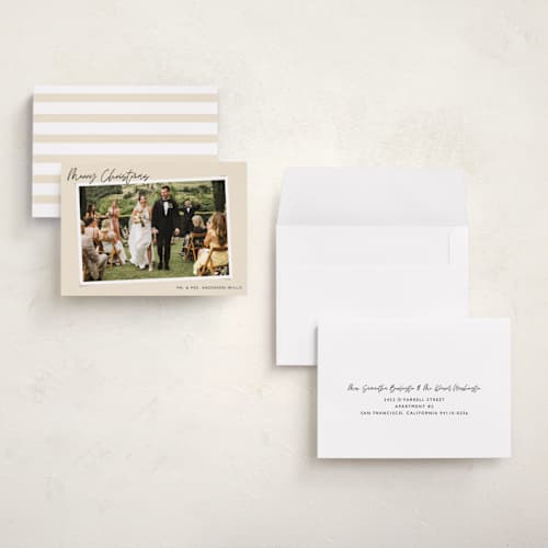 This is a latte holiday photo cards with standard by Alicia Schultz called dated snapshot printing on recycled smooth signature in grand