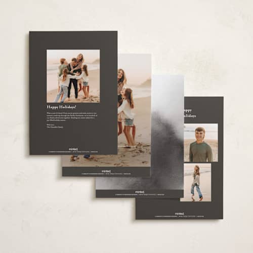 This is a wedding cake holiday photo cards with standard by Becky Nimoy called merry hand lettered script printing on recycled smooth signature in grand