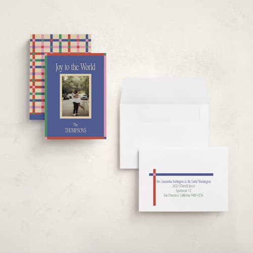 This is a gumdrops holiday photo cards with standard by Rachel Cassel called colorful joy printing on signature in grand
