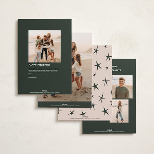 This is a pine holiday photo cards with standard by Pixel and Hank called tidings printing on signature in grand