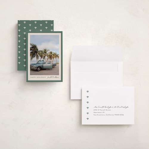 This is a fern holiday photo cards with standard by Chris Griffith called holiday band printing on signature in grand