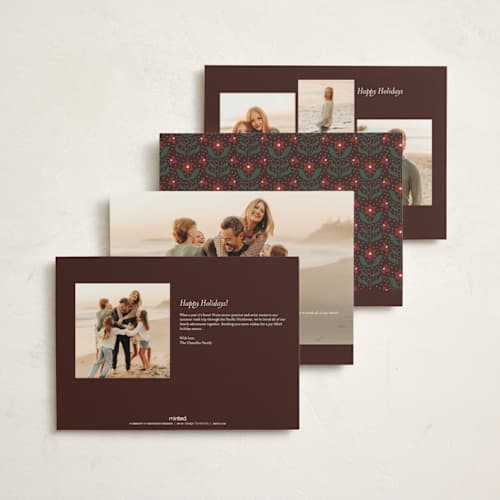 This is a mulled wine holiday photo cards with standard by Kelly Watkins called poinsettia printing on signature in grand