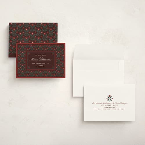 This is a mulled wine holiday photo cards with standard by Kelly Watkins called poinsettia printing on signature in grand