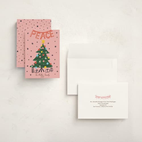 This is a gumdrop holiday photo cards with standard by Angel Walker called midcentury peace printing on signature in grand