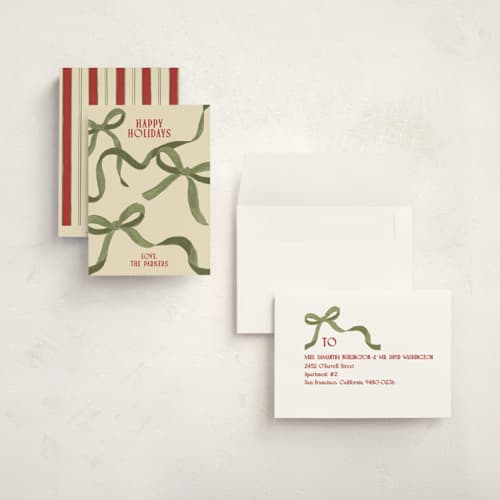 This is a stocking holiday photo cards with standard by Creo Study called wrapped printing on signature in grand