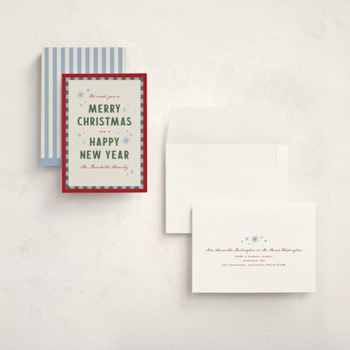 This is a ribbon holiday photo cards with standard by Wildfield Paper Co called olympus printing on signature in grand