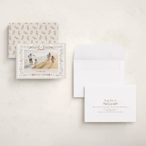 This is a ivory holiday photo cards with standard by Petra Kern called florentina printing on signature in grand