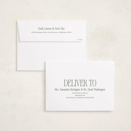 This is a pine holiday photo cards with standard by Brianne Larsen called bold serif printing on signature in grand