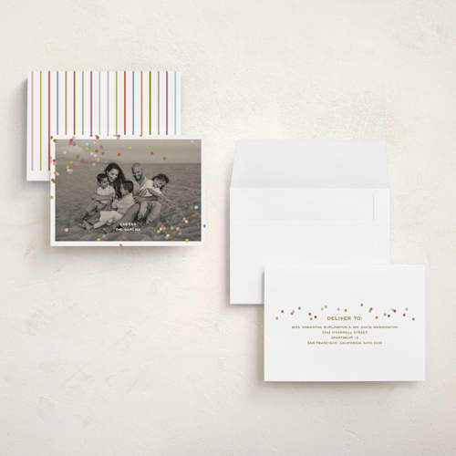 This is a gumdrop holiday photo cards with standard by Ellen Schlegelmilch called fallen confetti printing on signature in grand
