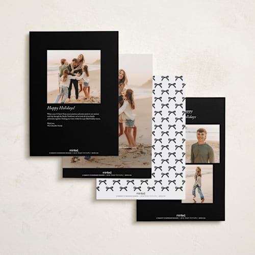 This is a ebony holiday photo cards with standard by Yaling Hou Suzuki called about time printing on signature in grand
