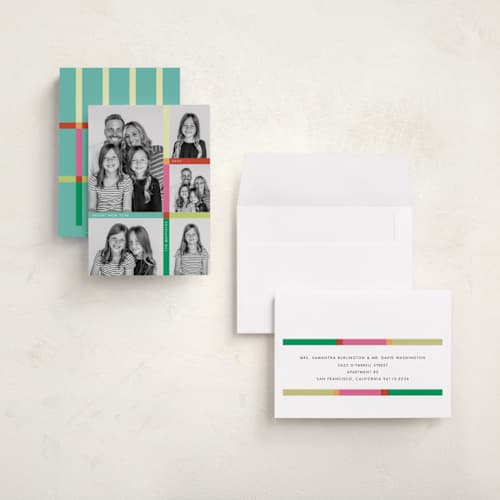 This is a gumdrop holiday photo cards with standard by Morgan Kendall called color coded printing on signature in grand