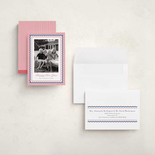 This is a cherry holiday photo cards with standard by Chris Griffith called nantucket new year printing on signature in grand