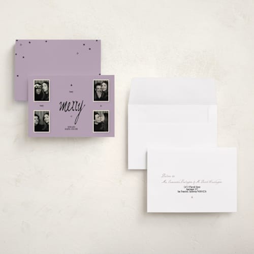 This is a lily holiday photo cards with standard by Bailamor Design by CM called merry printing on signature in grand