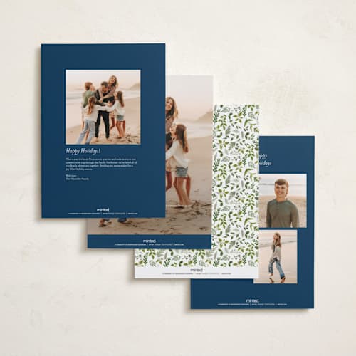 This is a winter berry holiday photo cards with standard by Susan Moyal called bows & ribbon printing on signature in grand