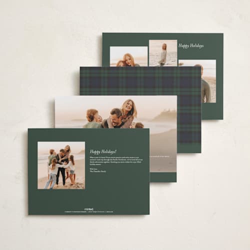 This is a spruce holiday photo cards with standard by Heather Schertzer called joyous plaid printing on signature in grand