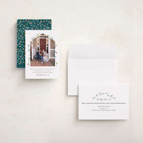 This is a frost holiday photo cards with standard by Erica Krystek called christmas move printing on recycled smooth signature in grand