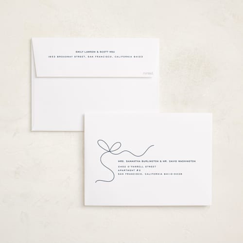 This is a blue spruce holiday photo cards with standard by Yuliya Evseeva called little bow printing on recycled smooth signature in grand