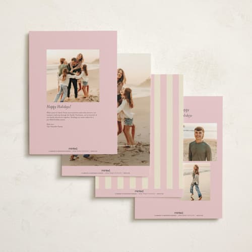 This is a blush holiday photo cards with standard by Ashley Iwafuchi called bold beginning printing on signature in grand