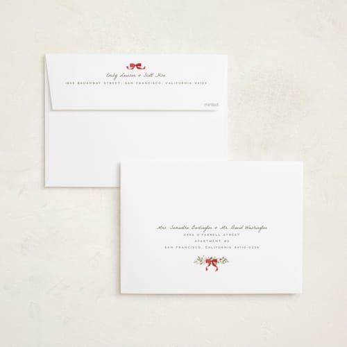This is a winter mint holiday photo cards with standard by Everett Paper Goods called coastal garland printing on recycled smooth signature in grand