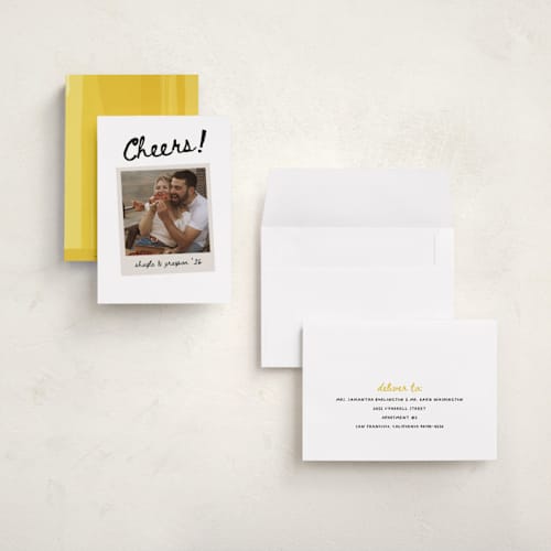 This is a powder holiday photo cards with standard by Kamala Nahas called snapshot printing on recycled smooth signature in grand