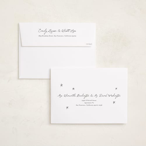 This is a vanilla holiday photo cards with standard by Benita Crandall called hand drawn stars printing on signature in grand