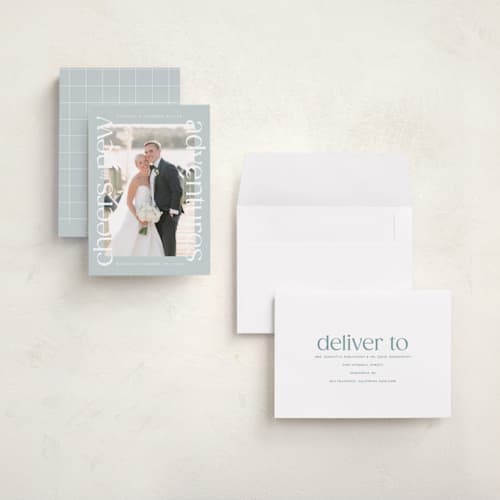 This is a ice holiday photo cards with standard by Owl and Toad called cheers to new printing on recycled smooth signature in grand