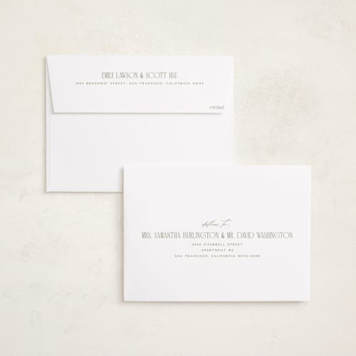 This is a champagne holiday photo cards with standard by Ellen Schlegelmilch called serif married christmas printing on recycled smooth signature in grand