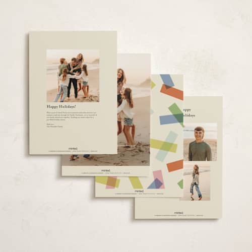 This is a candy holiday photo cards with standard by Ellen Schlegelmilch called confetti strips printing on signature in grand